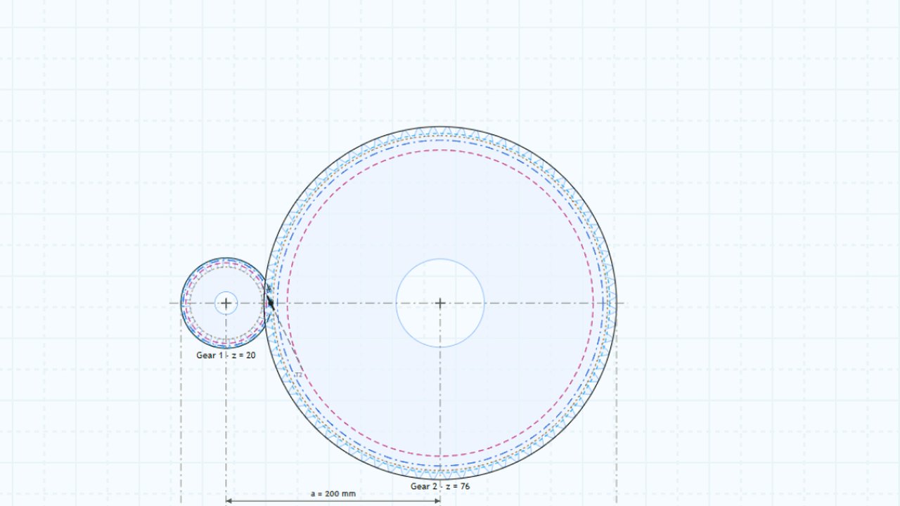 2D CAD inspection of a meshing helical gear pair